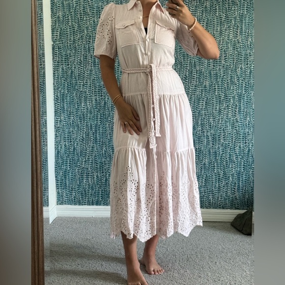 Elie Tahari High End Line Light Pink Eyelet Maxi Dress - Picture 1 of 10